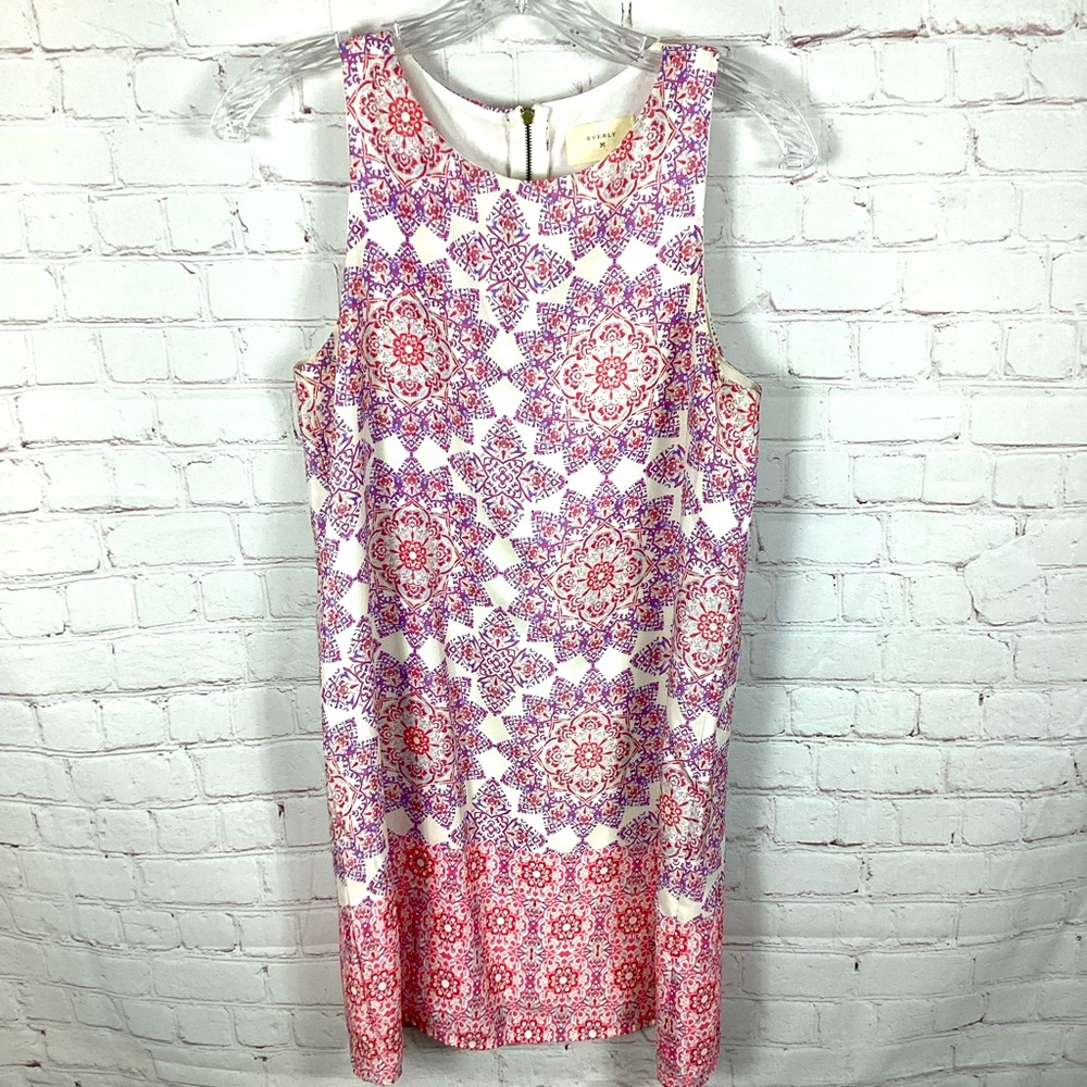 Anthropologie Everly‎ Sheath Dress Pink Purple Design Women’s Size Small Summer